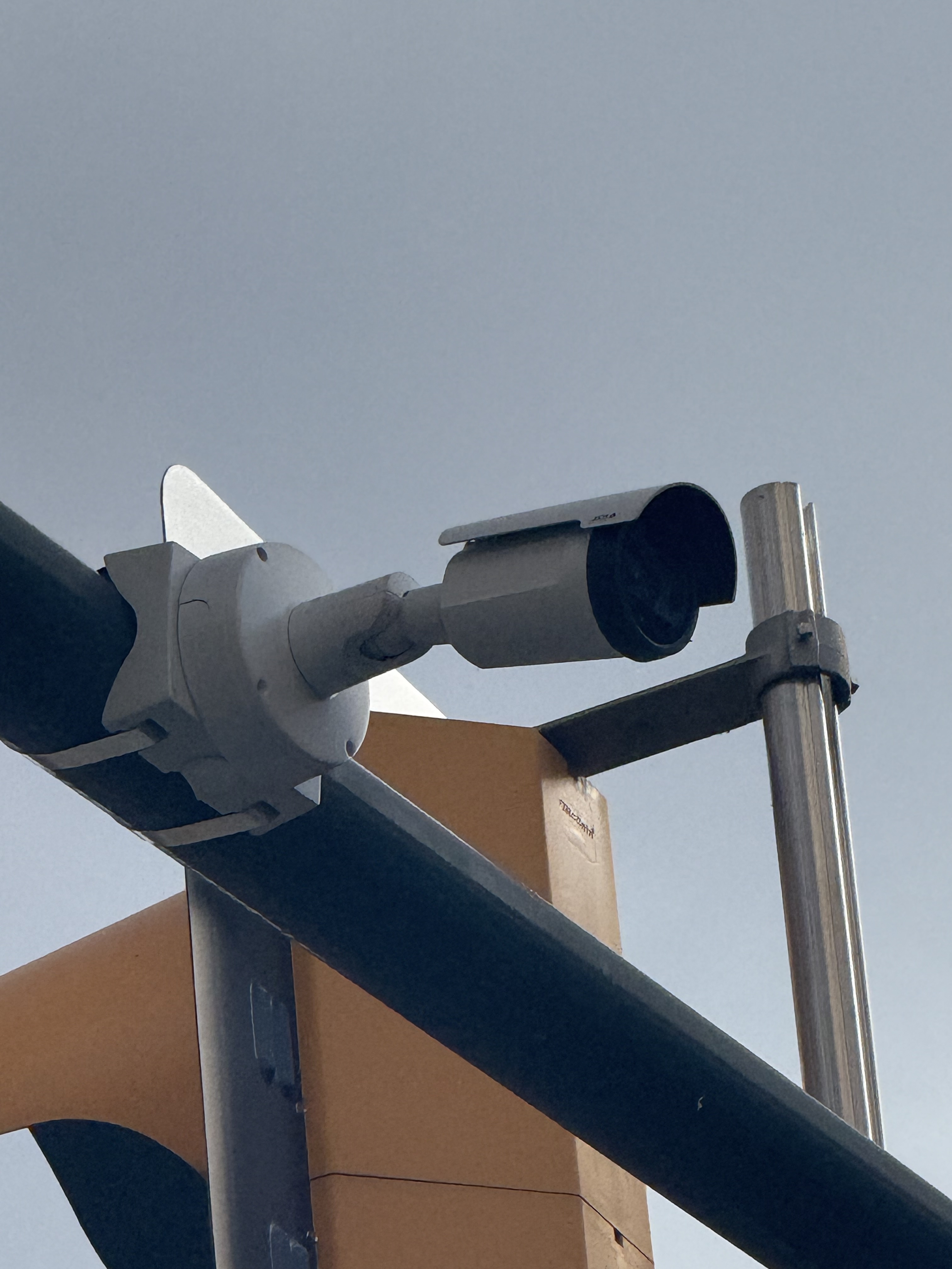 Axis ALPR bullet (directional) camera mounted on a pole